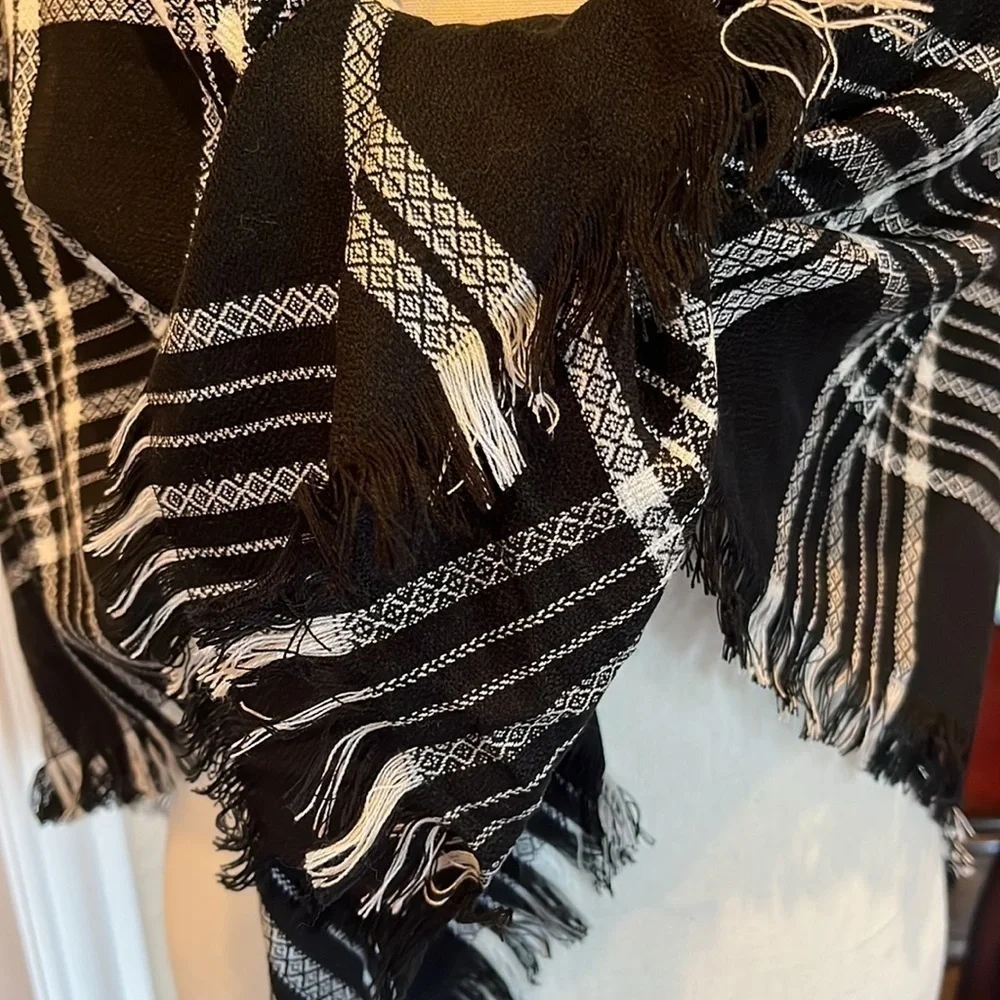 Amanda Smith Black and White Plaid Scarf. 48” x 48”